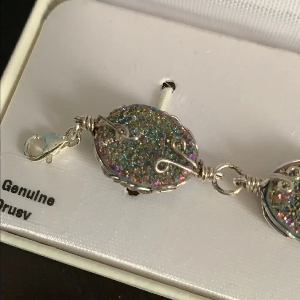 Kohl’s genuine druzy sterling silver bracelet.